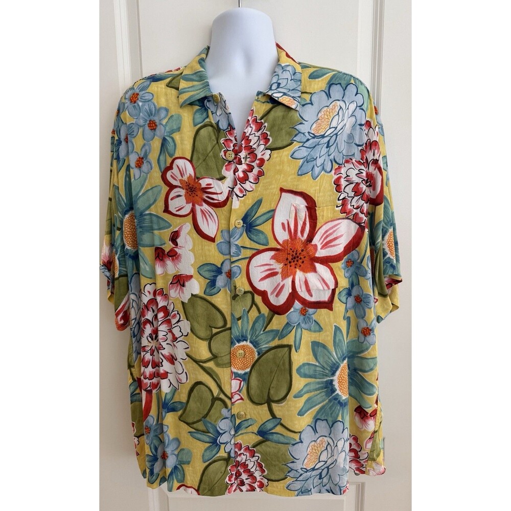 Jams World Men's Hawaiian Aloha Short Sleeve Shirt, XL, Floral, EUC